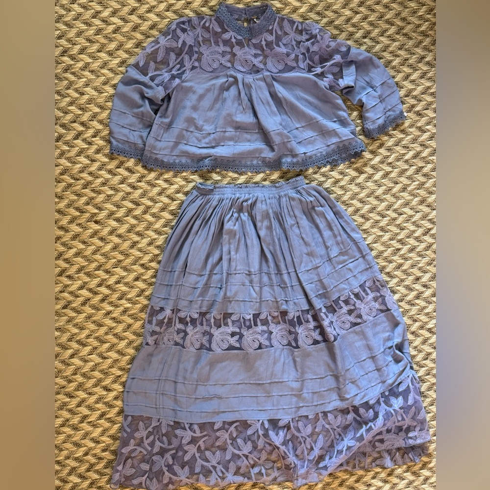 Free people matching lilac skirt set